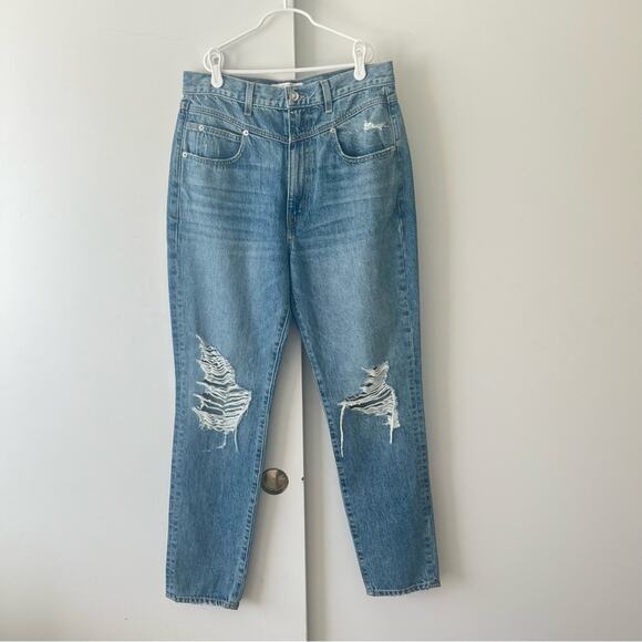 NEW SLVRLAKE Beatnik Double Jeans Yoke High Rise Ripped Distressed Size 30 $369 - Picture 3 of 10